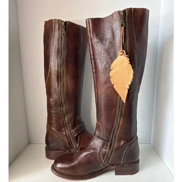 Bed Stu Glaye Tall Riding Knee High Boots Rustic Teak